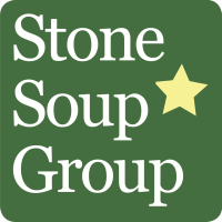 The logo features a green background with the name “Stone Soup Group” displayed prominently in white, uppercase letters. Positioned to the left of the word “Soup” is a yellow star symbol. The text and star are centrally aligned, creating a balanced visual effect.